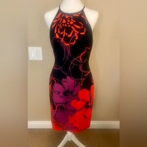 Badgley Mischka Black and Red Bodycon Midi Dress